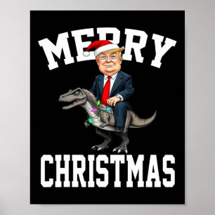 Póster Feliz Navidad Dino Donald Trump Dinosaur T-rex X
