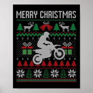 Póster Feliz Navidad Dirt Bike Santa Funny Match