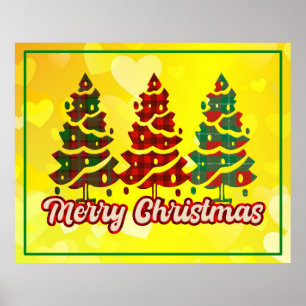 Póster Feliz Navidad Diseño de árboles de cuadros de Búfa