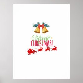 Póster Feliz Navidad – Diseño de Campanas y Trineo de San