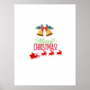 Póster Feliz Navidad – Diseño de Campanas y Trineo de San