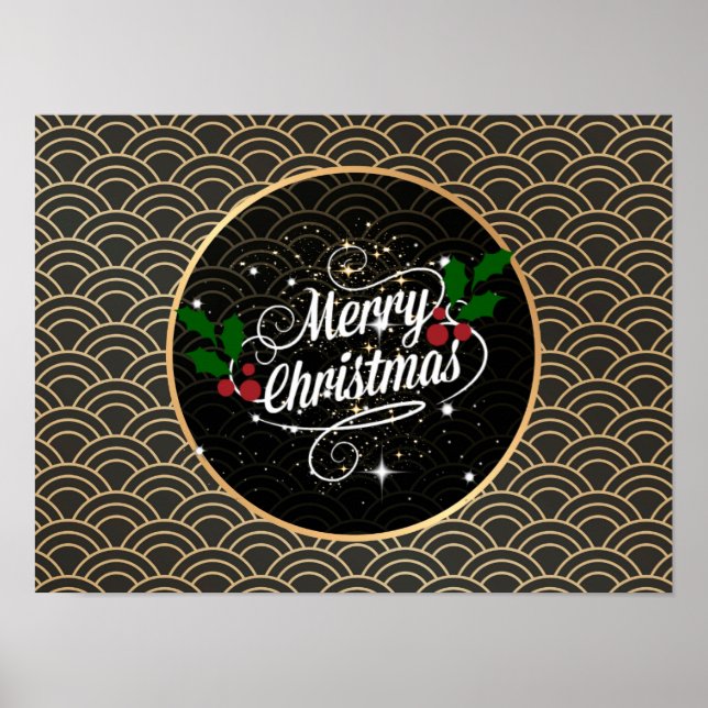 Póster Feliz Navidad, diseño popular (Frente)