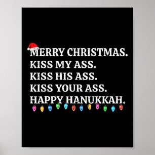 Póster Feliz Navidad Divertido Beso Mi Navidad Hombres y