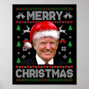 Póster Feliz Navidad Donald Trump Papá Noel Navidad Ugl