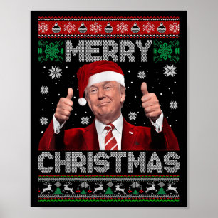 Póster Feliz Navidad Donald Trump Santa Familia Xmas Suét
