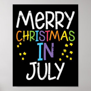 Póster Feliz Navidad En Julio Estrellas Nochebuena De Ver