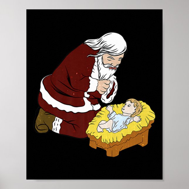 Póster Feliz Navidad endulzando a Santa Claus con Ba (Frente)