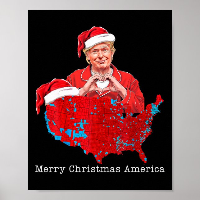 Póster Feliz Navidad Estados Unidos Donald Trump Nochebue (Frente)