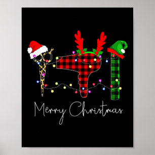 Póster Feliz Navidad Estilista Divertida Herramienta Pelu