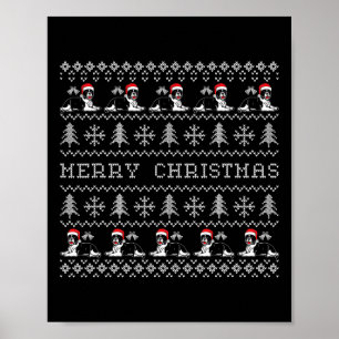 Póster Feliz Navidad Familia Bulldog coincidente Merry Ch