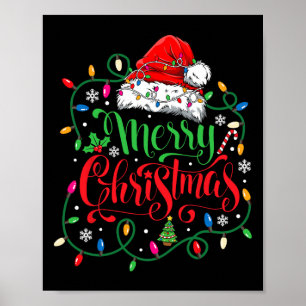 Póster Feliz Navidad Familia Matanza Santa Hat Luces X