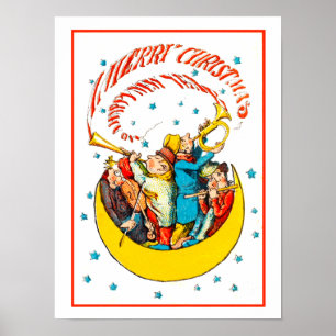 Póster Feliz Navidad Feliz Año Nuevo en la Luna