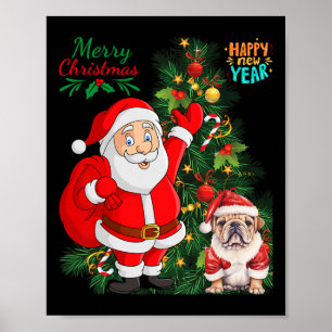 Póster Feliz Navidad Feliz Año Nuevo Papá Noel Inglés