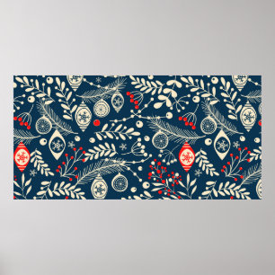 Póster Feliz Navidad, Feliz Año Nuevo patrón ininterrumpi