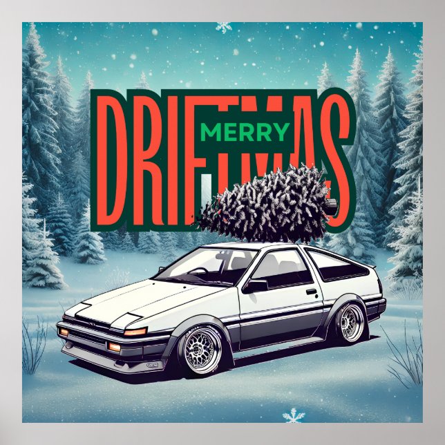 Póster (Feliz Navidad) Feliz Driftmas - Hachiroku (Frente)