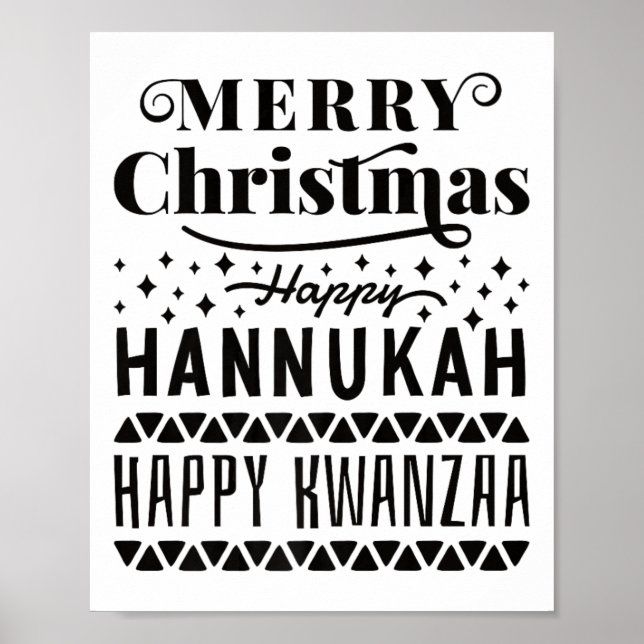 Póster Feliz Navidad Feliz Hanukkah Feliz Kwanzaa (Frente)