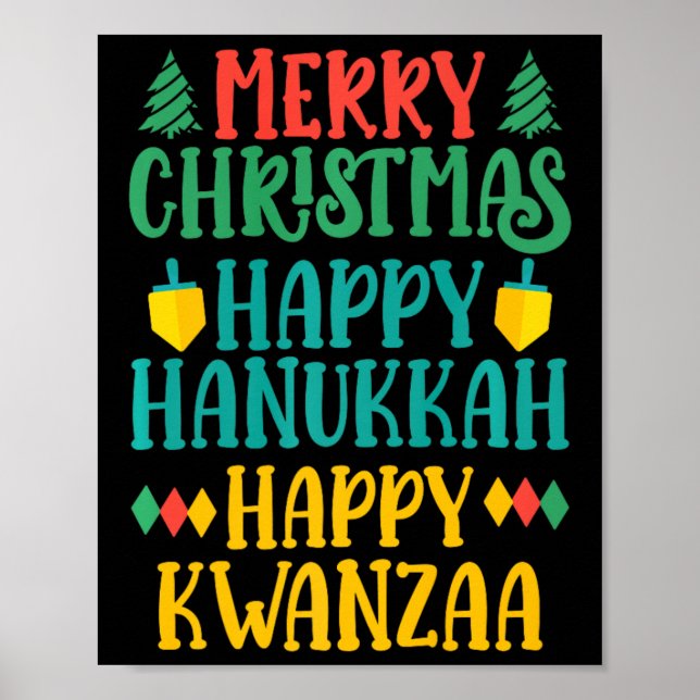 Póster Feliz Navidad Feliz Hanukkah Feliz Kwanzaa 11 (Frente)