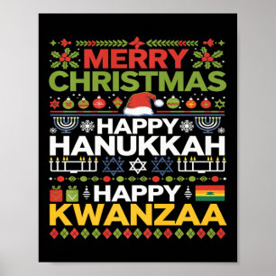 Póster Feliz Navidad Feliz Hanukkah Feliz Kwanzaa 12