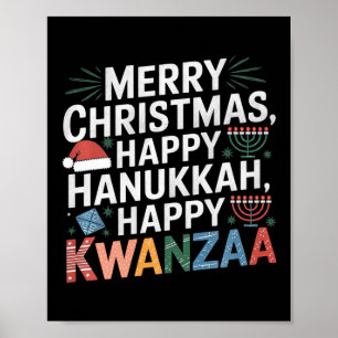 Póster Feliz Navidad Feliz Hanukkah Feliz Kwanzaa 14