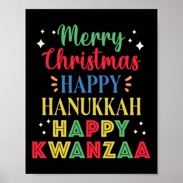 Póster Feliz Navidad Feliz Hanukkah Feliz Kwanzaa 15 (Frente)