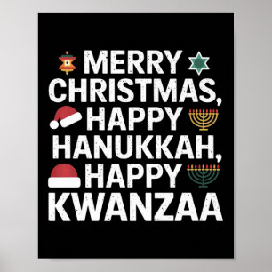 Póster Feliz Navidad Feliz Hanukkah Feliz Kwanzaa 15