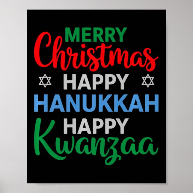 Póster Feliz Navidad Feliz Hanukkah Feliz Kwanzaa 16 (Frente)