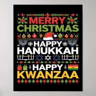 Póster Feliz Navidad Feliz Hanukkah Feliz Kwanzaa 17