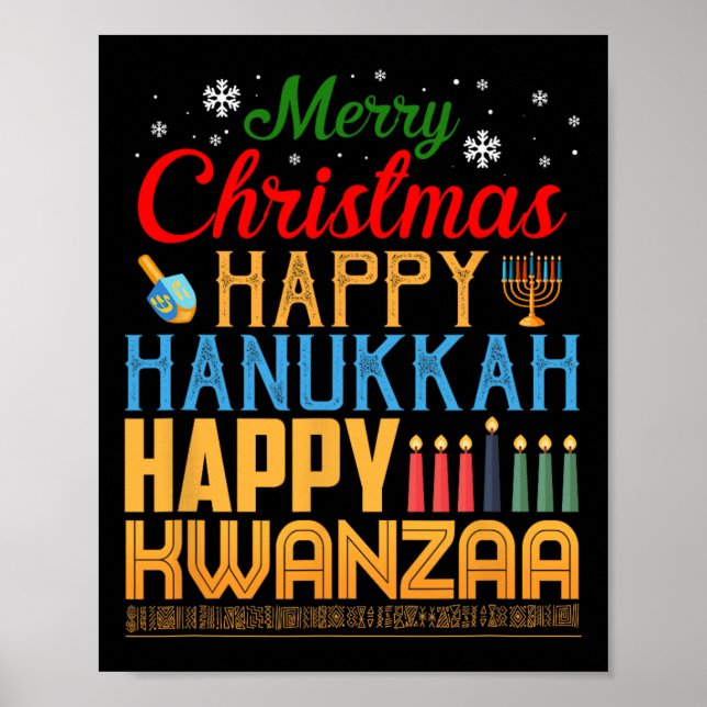 Póster Feliz Navidad Feliz Hanukkah Feliz Kwanzaa 19 (Frente)