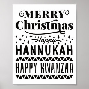 Póster Feliz Navidad Feliz Hanukkah Feliz Kwanzaa 4