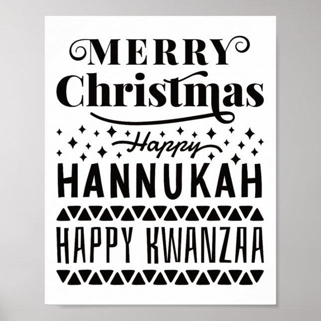 Póster Feliz Navidad Feliz Hanukkah Feliz Kwanzaa 4 (Frente)