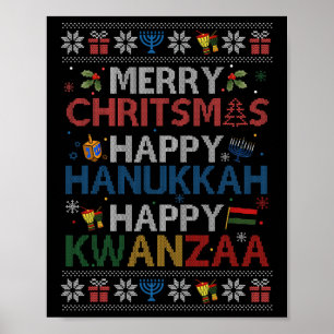 Póster Feliz Navidad Feliz Hanukkah Feliz Kwanzaa 6