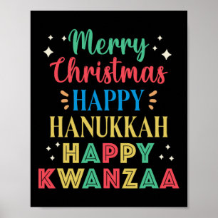 Póster Feliz Navidad Feliz Hanukkah Feliz Kwanzaa 9
