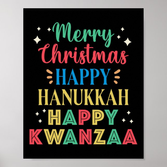 Póster Feliz Navidad Feliz Hanukkah Feliz Kwanzaa 9 (Frente)