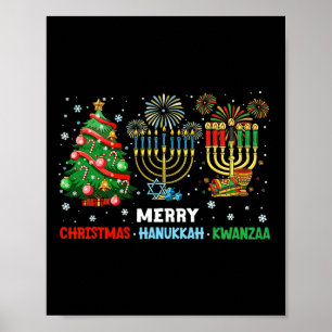 Póster Feliz Navidad Feliz Hanukkah Y Feliz Kwanzaa 1