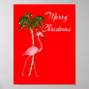 Póster Feliz Navidad Flamingo