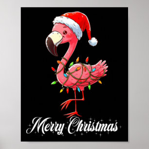 Póster Feliz Navidad Flamingo Santa Fa La La Mingo C