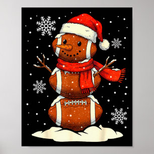 Póster Feliz Navidad Fútbol Muñeco de Nieve Fiesta Srts X