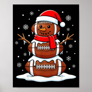 Póster Feliz Navidad Fútbol Muñeco de Nieve Fiesta Srts X