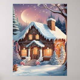 Póster Feliz Navidad Gingerbread House