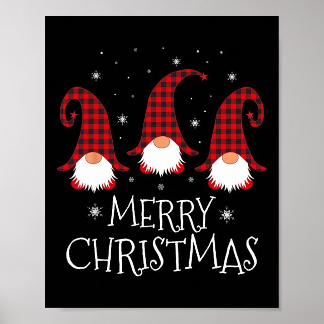 Póster Feliz Navidad Gnome Funny Xmas Gnomes Group Fami (Frente)