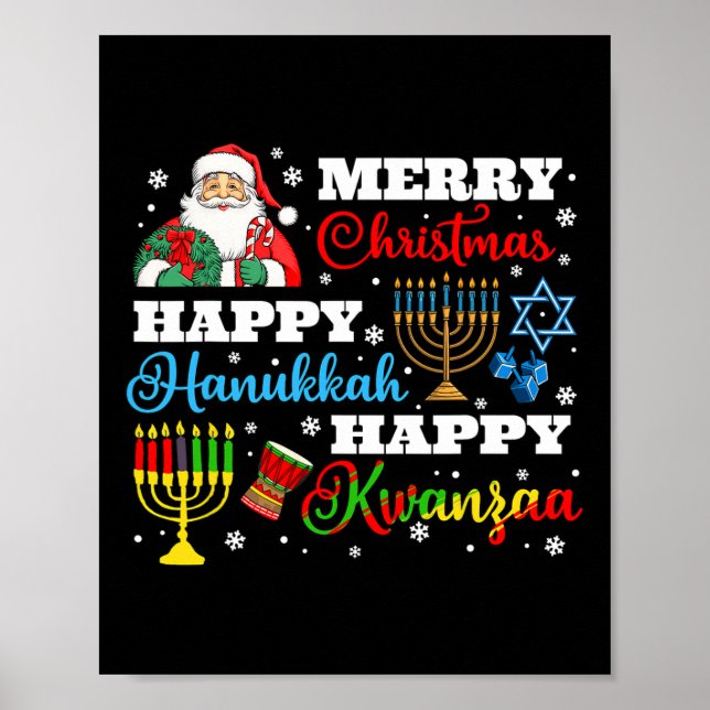 Póster Feliz Navidad Hanukkah Kwanzaa Festividad judía af (Frente)