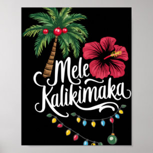 Póster Feliz Navidad Hawái Santa Hawaiano Alegre Navidad