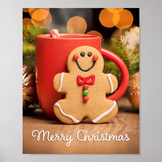 Póster Feliz Navidad Hombre de pan de jengibre y chocolat (Frente)