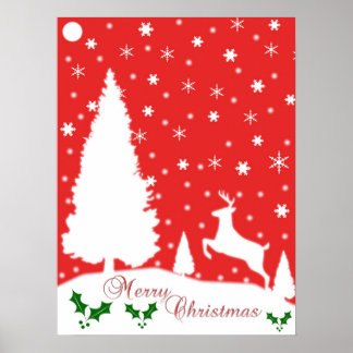 Póster Feliz Navidad Invierno Snowflakes