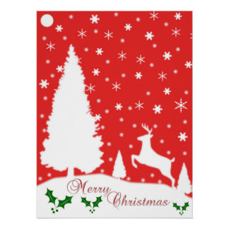 Póster Feliz Navidad Invierno Snowflakes