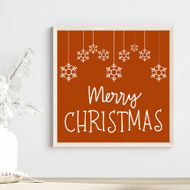 Póster Feliz Navidad Invierno Snowflakes Typography