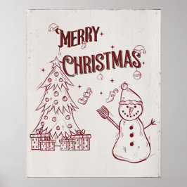Póster Feliz Navidad juguetona