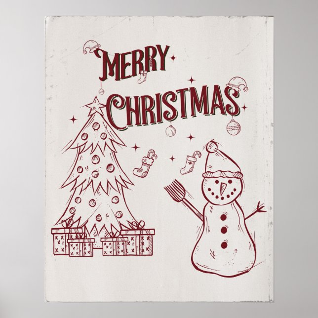 Póster Feliz Navidad juguetona (Frente)