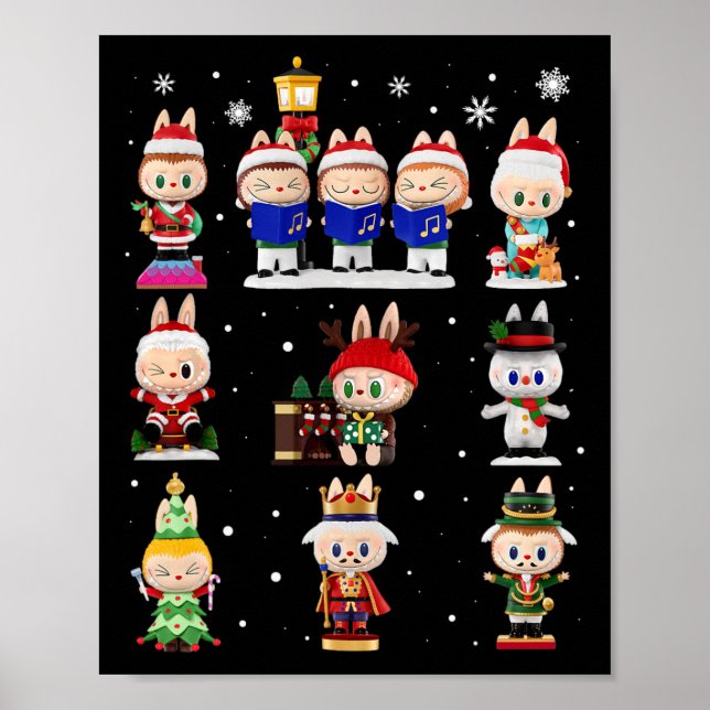 Póster Feliz Navidad Labubu Lover Cute Labubu Los Monstru (Frente)