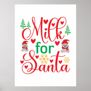 Póster Feliz Navidad Leche Para Santa